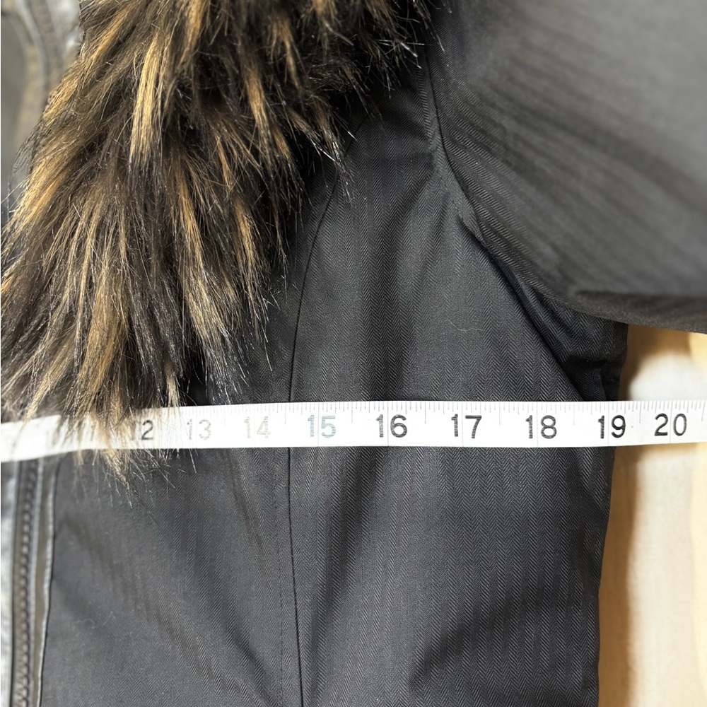 Noize Women’s Long Winter Coat Size M Black Faux Fur Hood Vegan Warm Parka - Picture 7 of 10